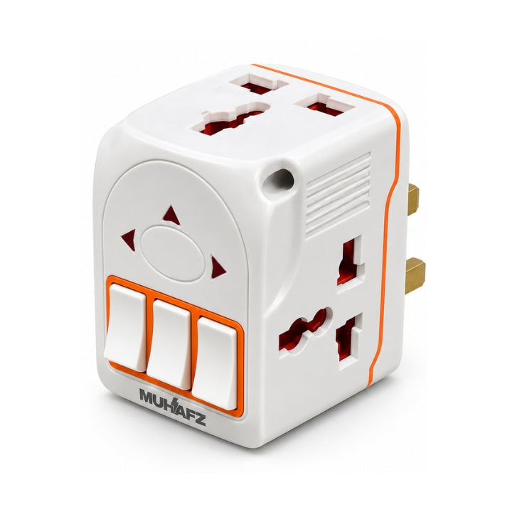 Muhafiz Universal Travel Adapter & Power Socket with 3 Switches