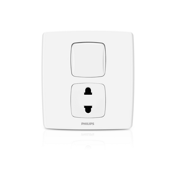 Philips 1 gang Switch with Socket - Leafstyle