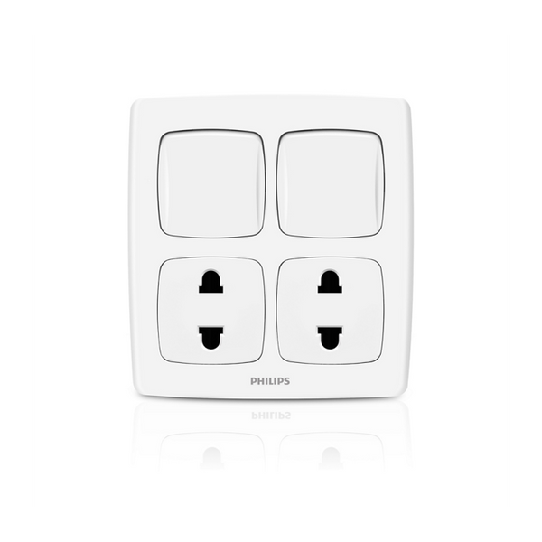 Philips 2 Switch with 2 Sockets - Leafstyle