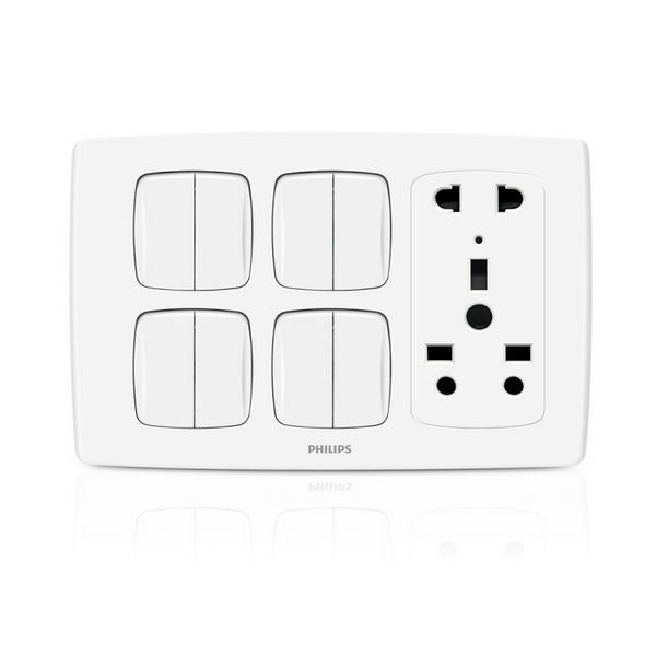 Philips 8 Gang Switch + 1 Multi socket - Leafstyle